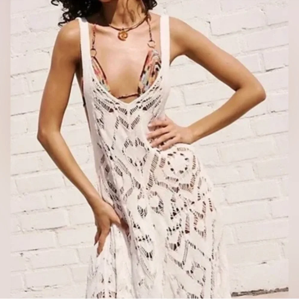 Free People Bianca Fauxchet Midi Beach Dress Coverup - Picture 4 of 15